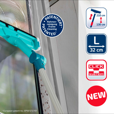 Щетка Leifheit W&F Cleaner L для мытья окон с губкой и телескопической ручкой, 130-210см фото 5
