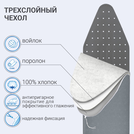 Доска гладильная Hausmann Cosmic Avior 38х122см фото 6